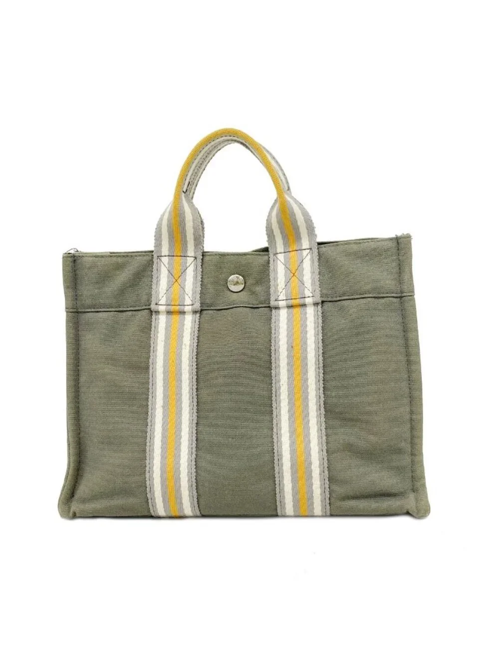 Hermes Tote Fourre Tout PM Canvas Gray Silver